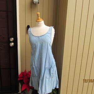 #724  WOMAN'S LIGHT BLUE JEAN JUMPER DRESS BY JONES NEW YORK  (SIZE 14W)